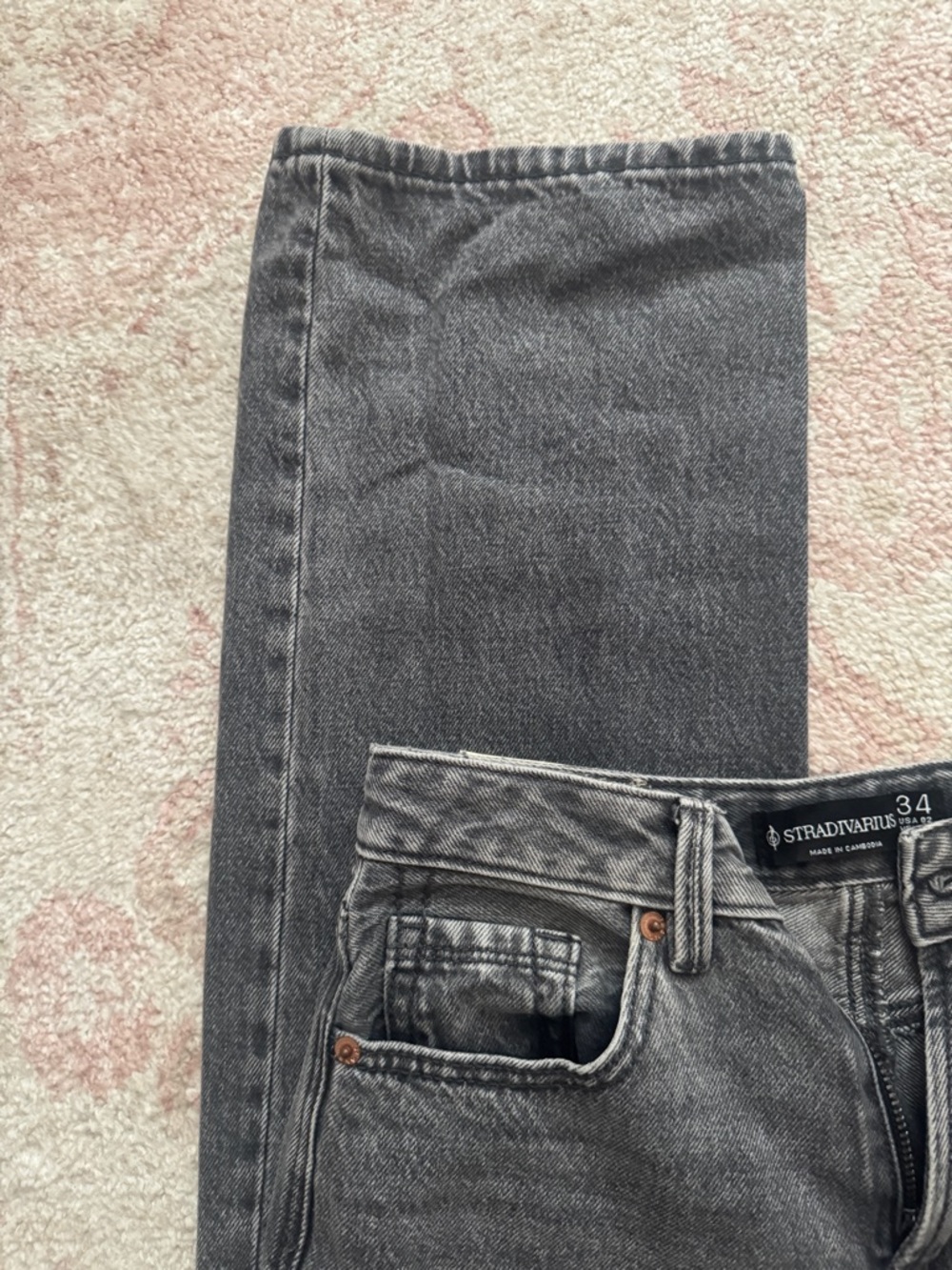 Stradivarius Gray Straight Jeans - Washed Charcoal